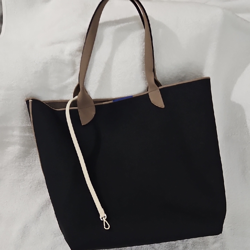Rothy's Black and Tan Totes with Leather Handles